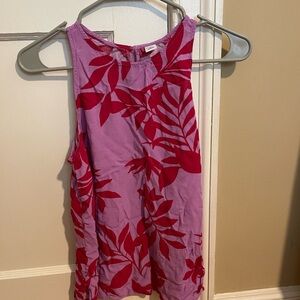 Purple and Red Leaf Print Tank Top